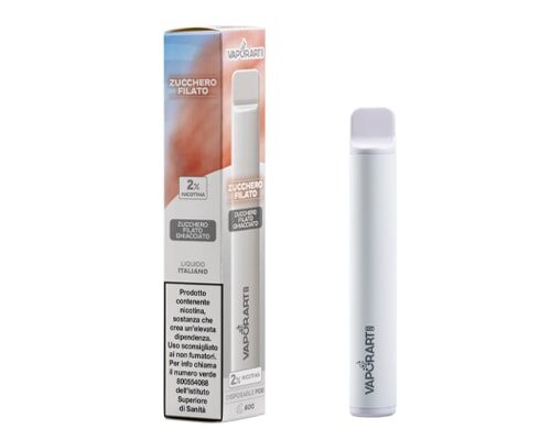 packaging e sigaretta elettronica usa e getta Vaporart allo zucchero filato