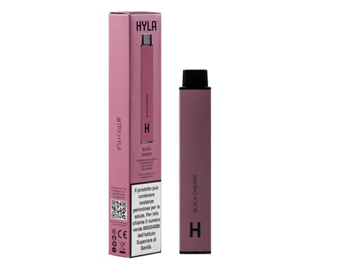 scatola vape pen monouso senza nicotina hyla-800 puff black cherry