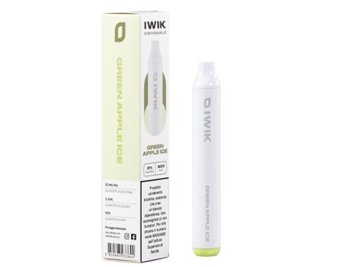 sigaretta elettronica usa e getta con box IWIK con 600 puff al gusto green apple